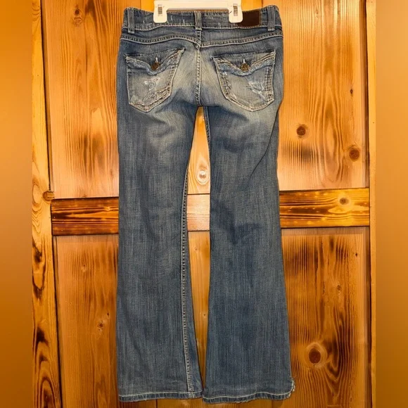 BKE Women's Light Blue Distressed Flare Jeans - Picture 2 of 3